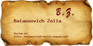 Balassovich Zella névjegykártya